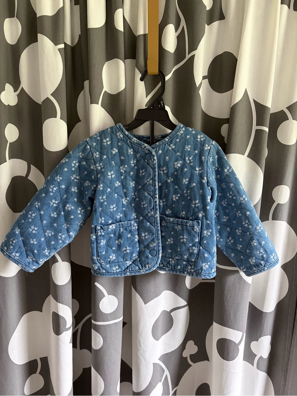 Girls' Quilted Blue Floral Jean Jacket